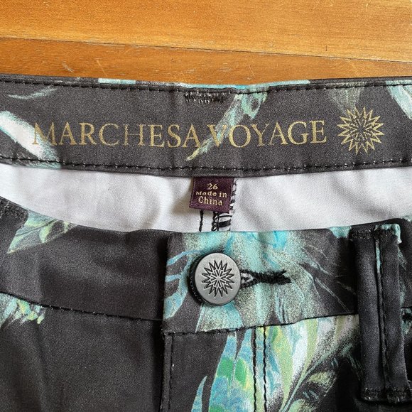Marchesa Voyage Feather & Flower Capri Pants 26 - Picture 4 of 7